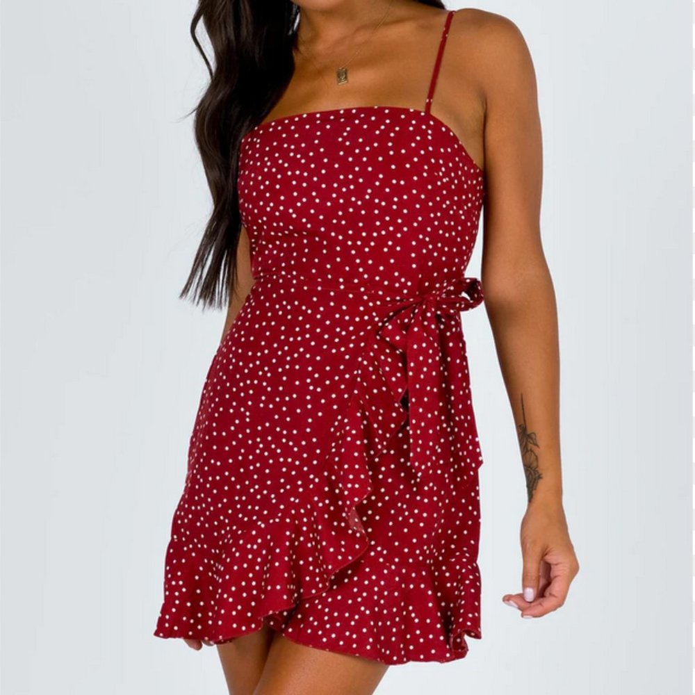 Princess Polly Caesura mini dress wine